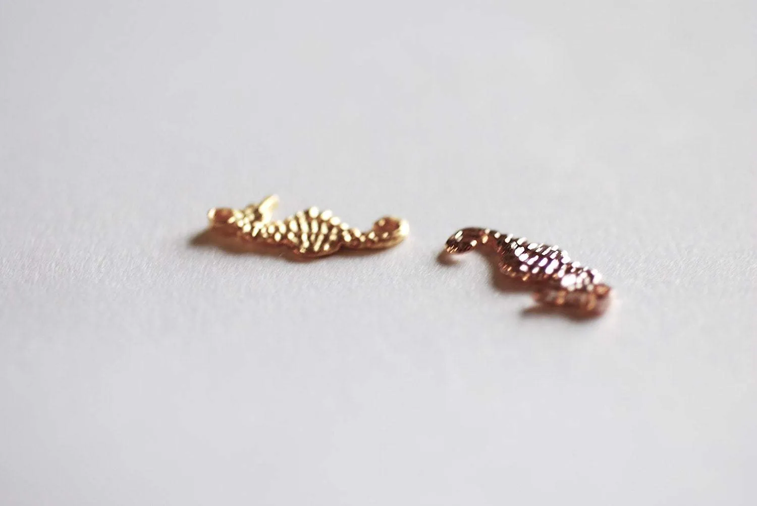 Pink Rose Wholesale Gold Vermeil Seahorse Charm- 22k gold plated Sterling Silver, Gold Sea life Charm, Gold Sea creature charm, gold plated charms,142