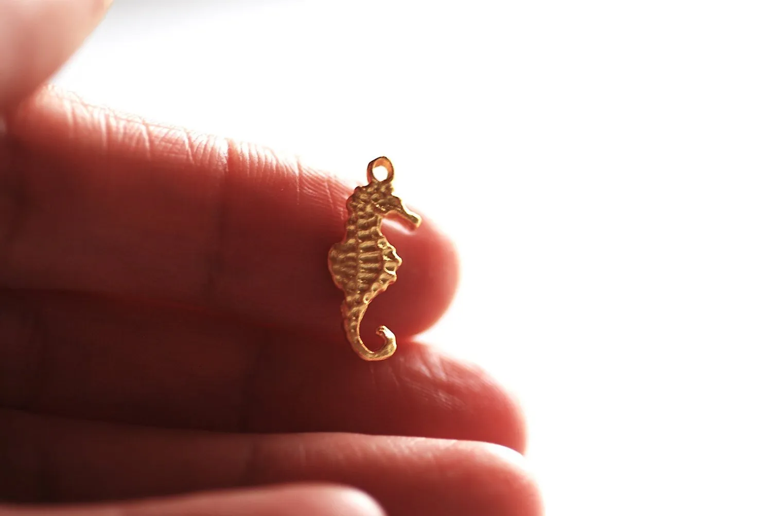 Pink Rose Wholesale Gold Vermeil Seahorse Charm- 22k gold plated Sterling Silver, Gold Sea life Charm, Gold Sea creature charm, gold plated charms,142