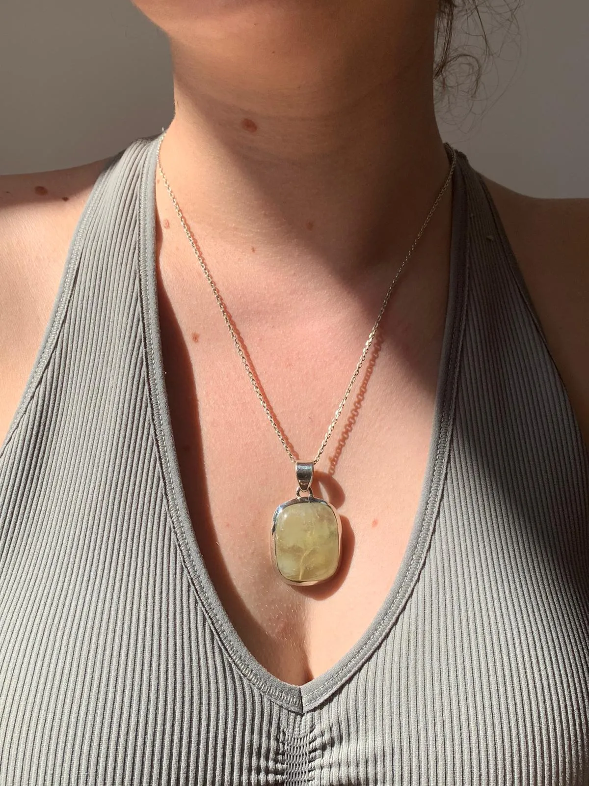 Prehnite Naevia Pendant - Reg. Square