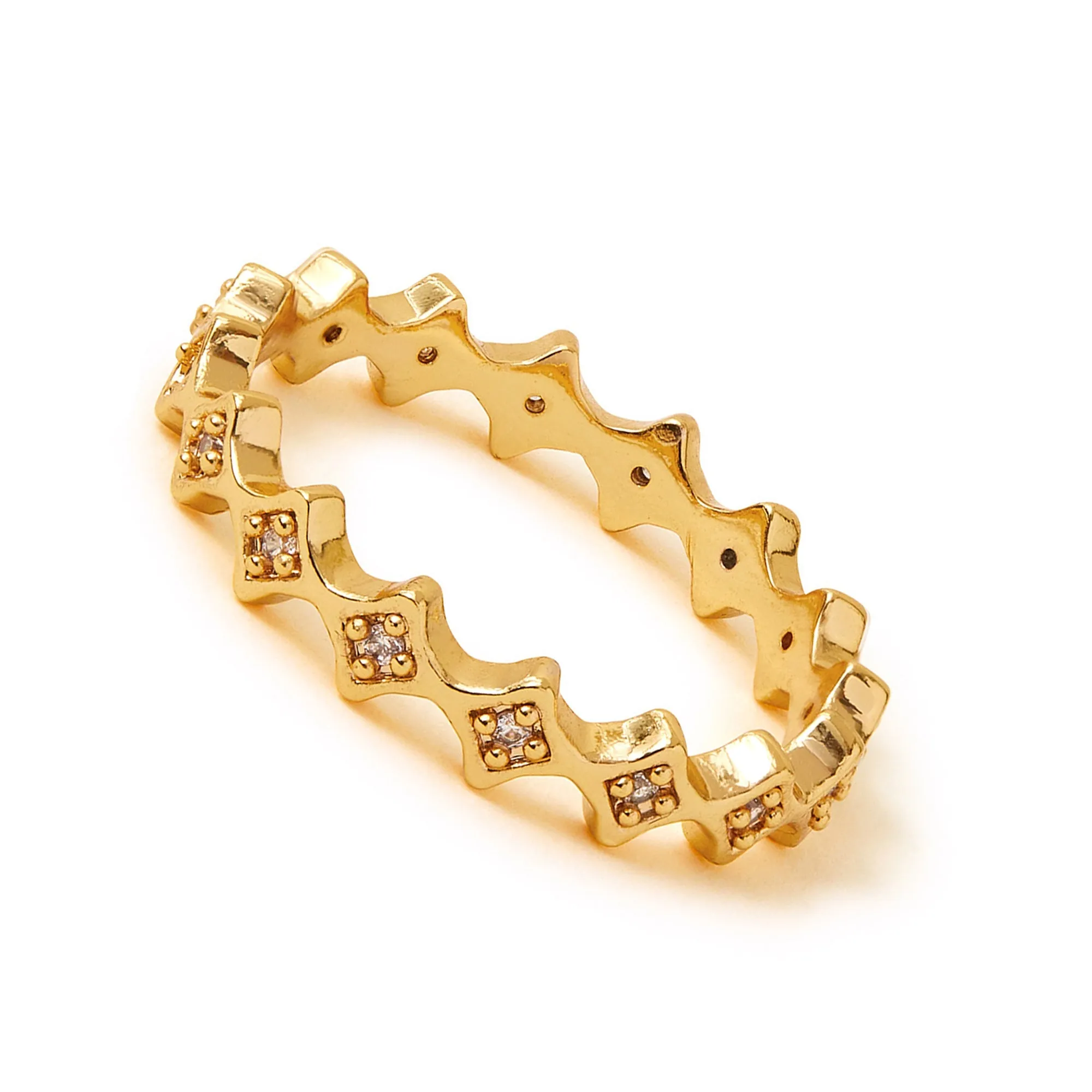 Real Gold-Plated Star Band Ring Gold-Large