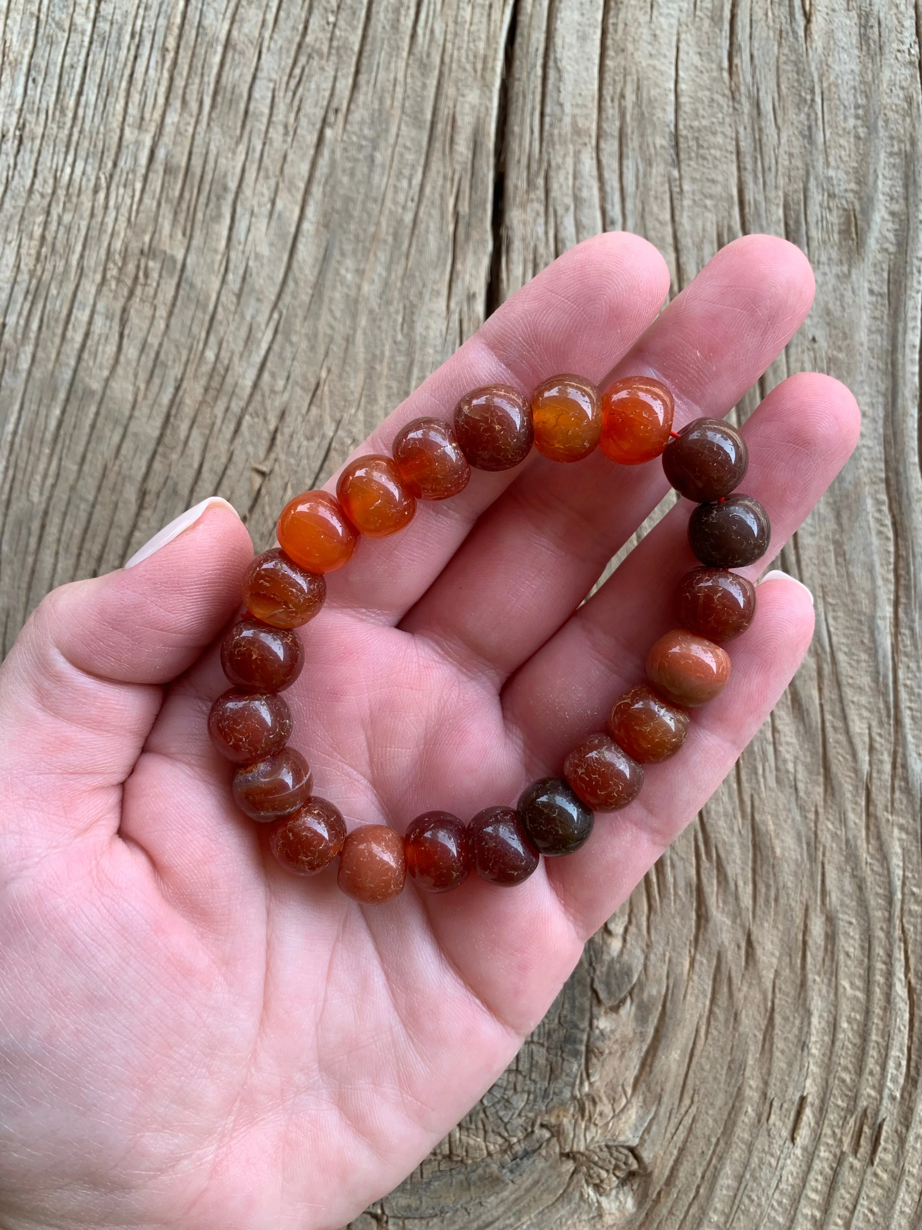 Round Carnelian Gemstone Round Beaded Bracelet