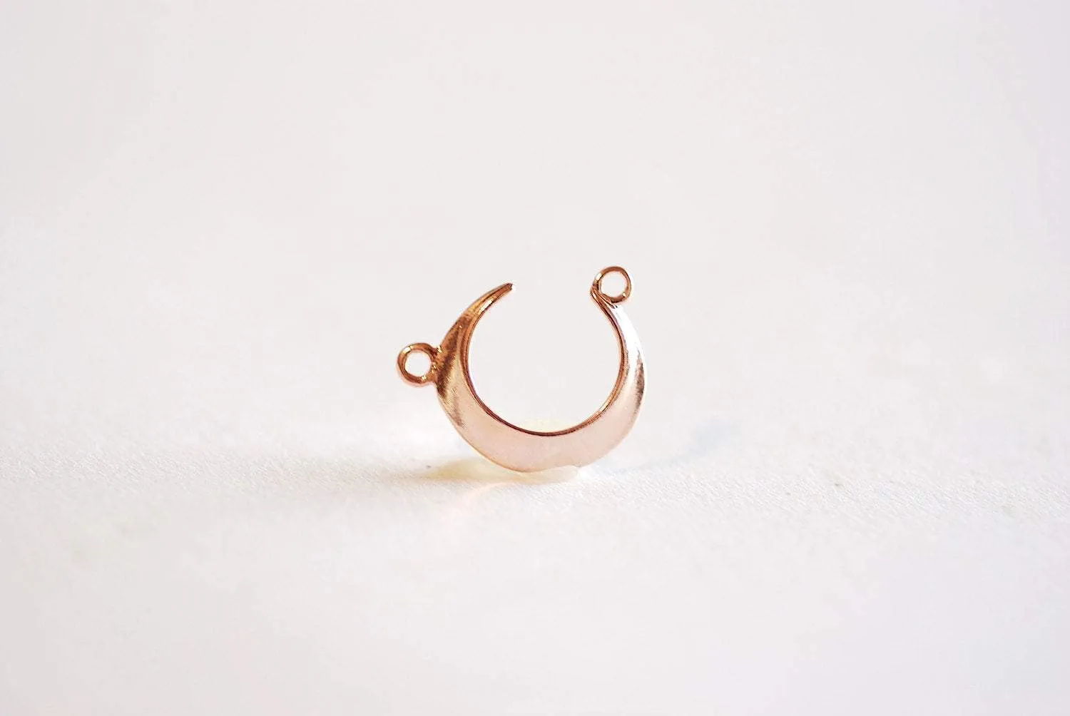 Shiny Pink Wholesale Rose Gold Vermeil Crescent Moon Connector- 22k rose gold plated Sterling Silver,Moon Charm Pendant,Moon Connector Link Spacer,323