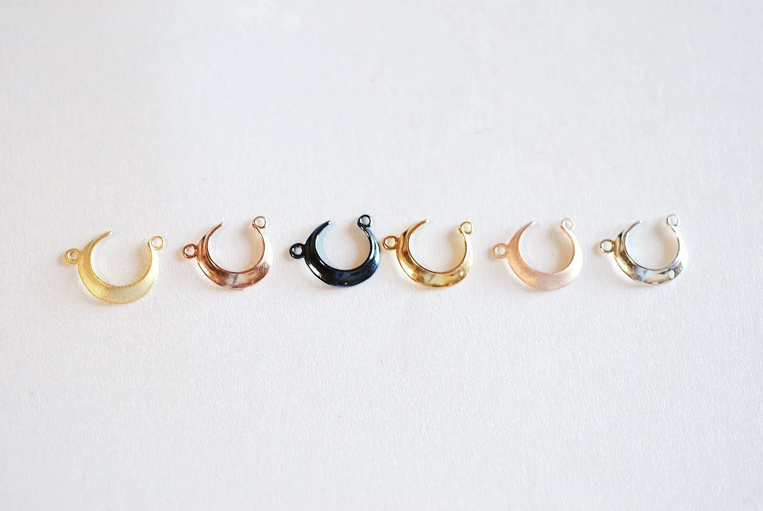 Shiny Pink Wholesale Rose Gold Vermeil Crescent Moon Connector- 22k rose gold plated Sterling Silver,Moon Charm Pendant,Moon Connector Link Spacer,323