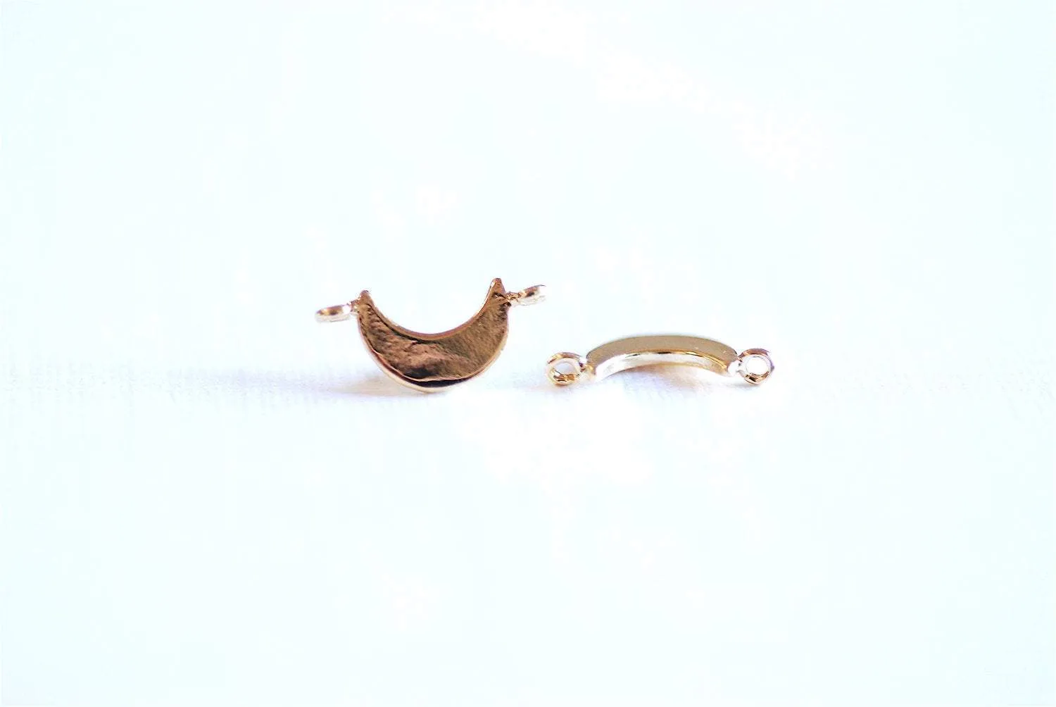 Shiny Vermeil Wholesale Gold Crescent Moon Connector Charm- 22k gold plated Half Moon Connector, Spacer, Link, Sliced Moon, Gold Moon Connector, 267