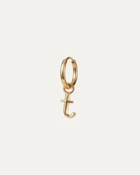 Single Monogram Huggie Earring - T