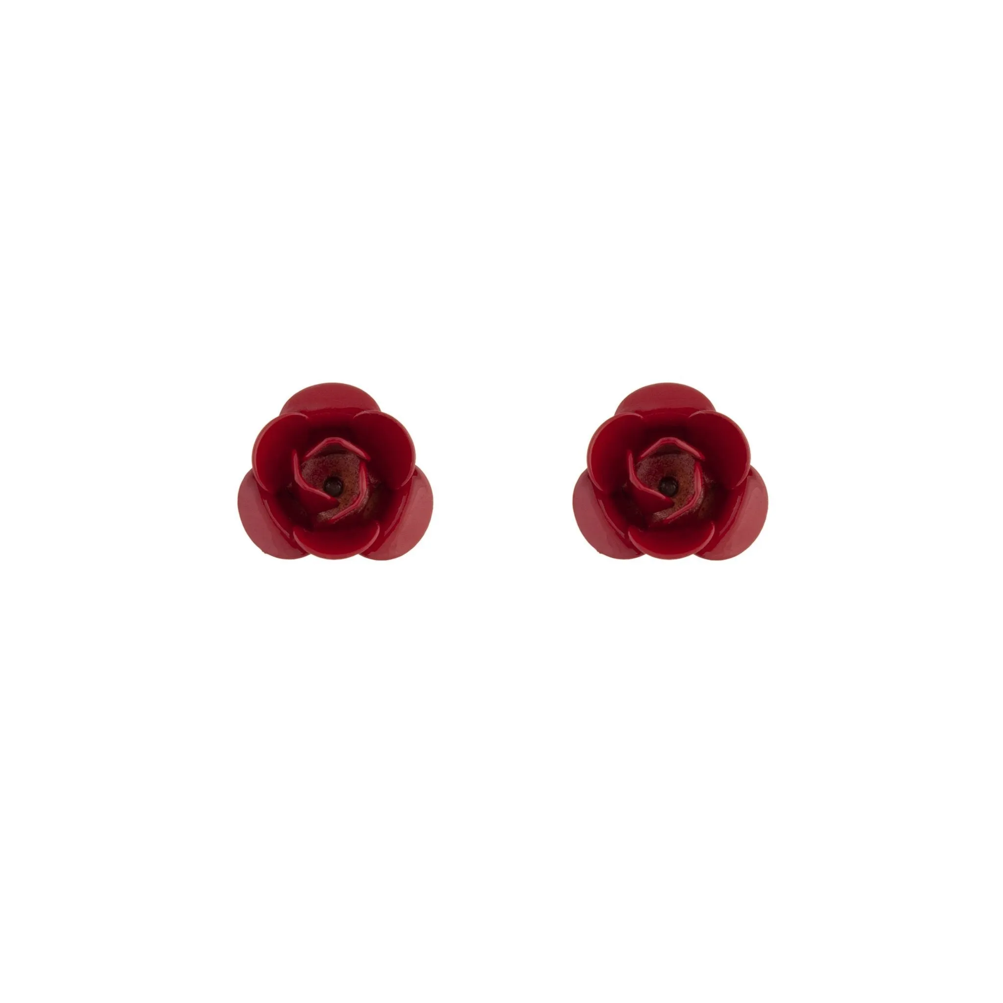 Single Red Rose Stud Earrings