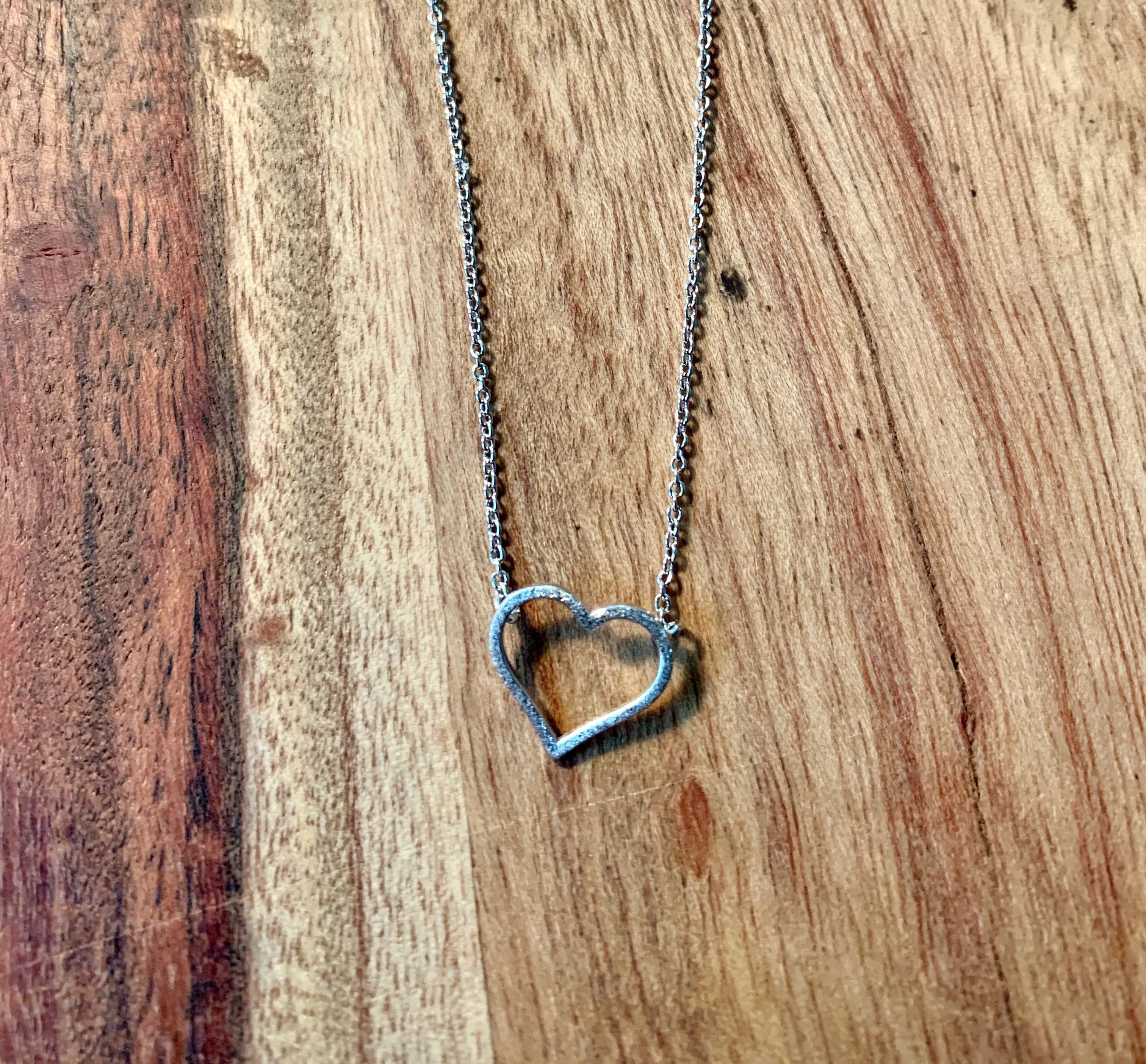 Small Silver Brushed Heart