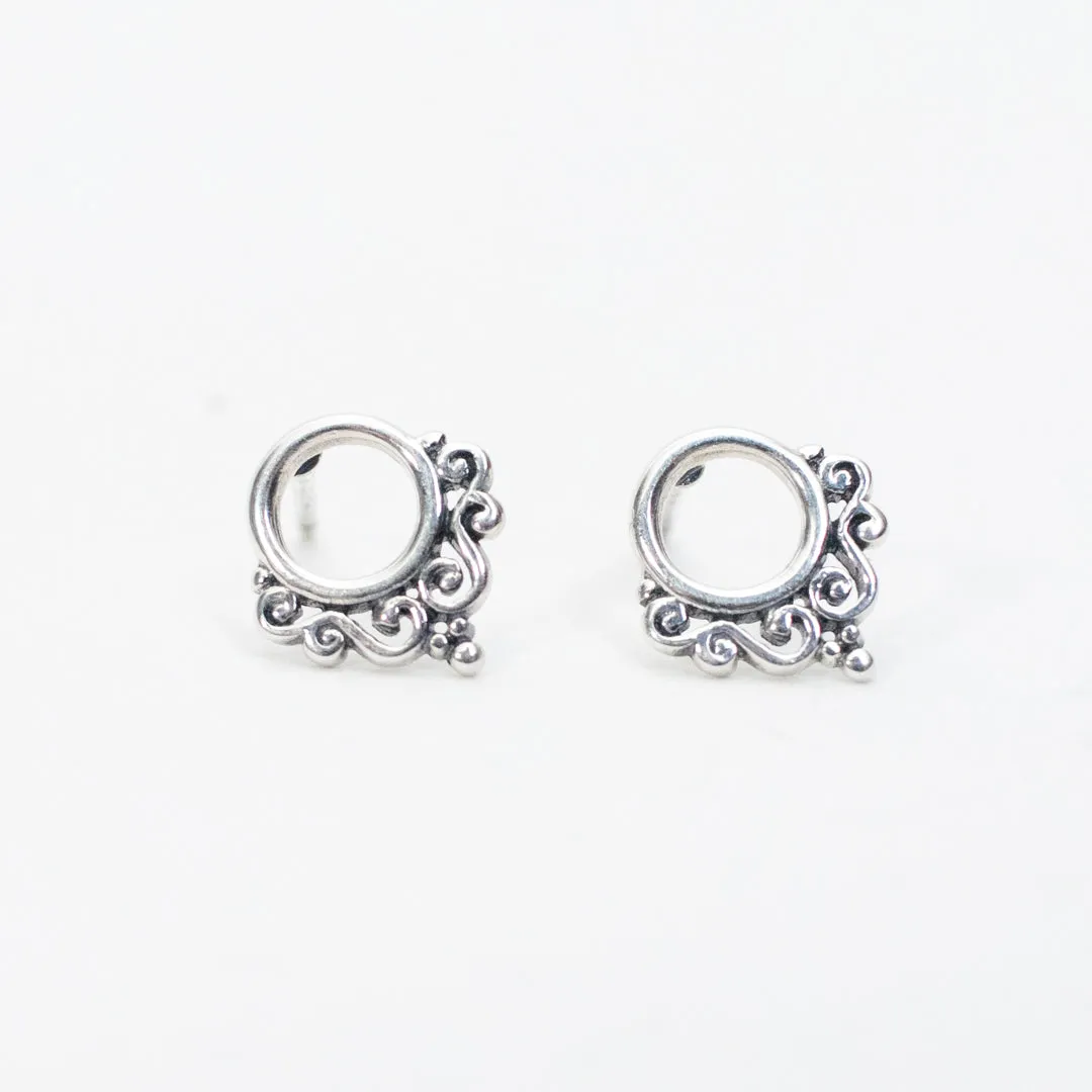 Small Silver Scroll Studs