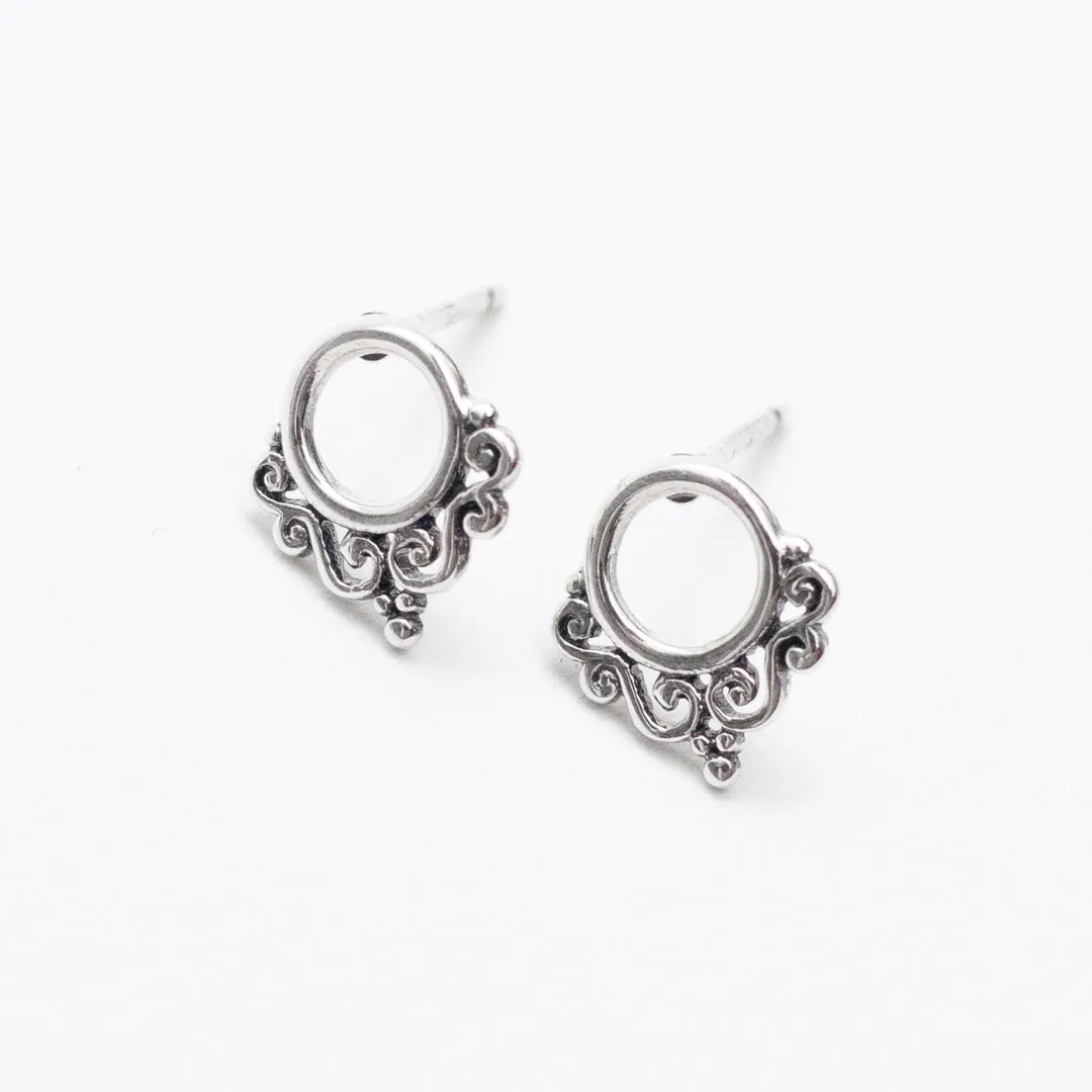 Small Silver Scroll Studs