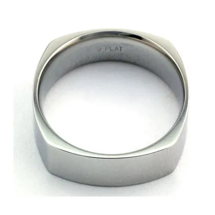 Square Platinum Wedding Band Ring