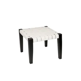 Square Short Stool Leather White