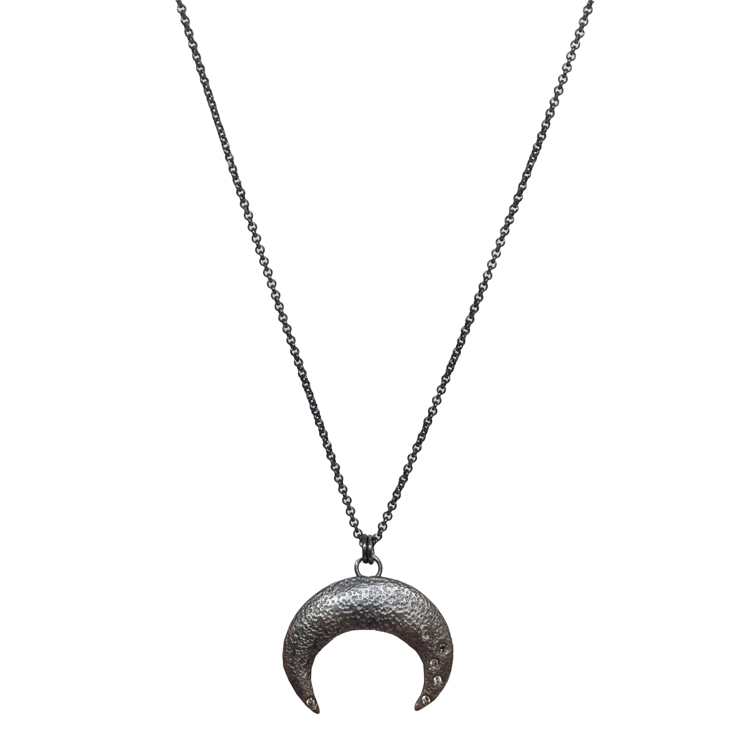 Sterling Silver Rosecut Diamond Crescent Moon Necklace by Sasha Walsh