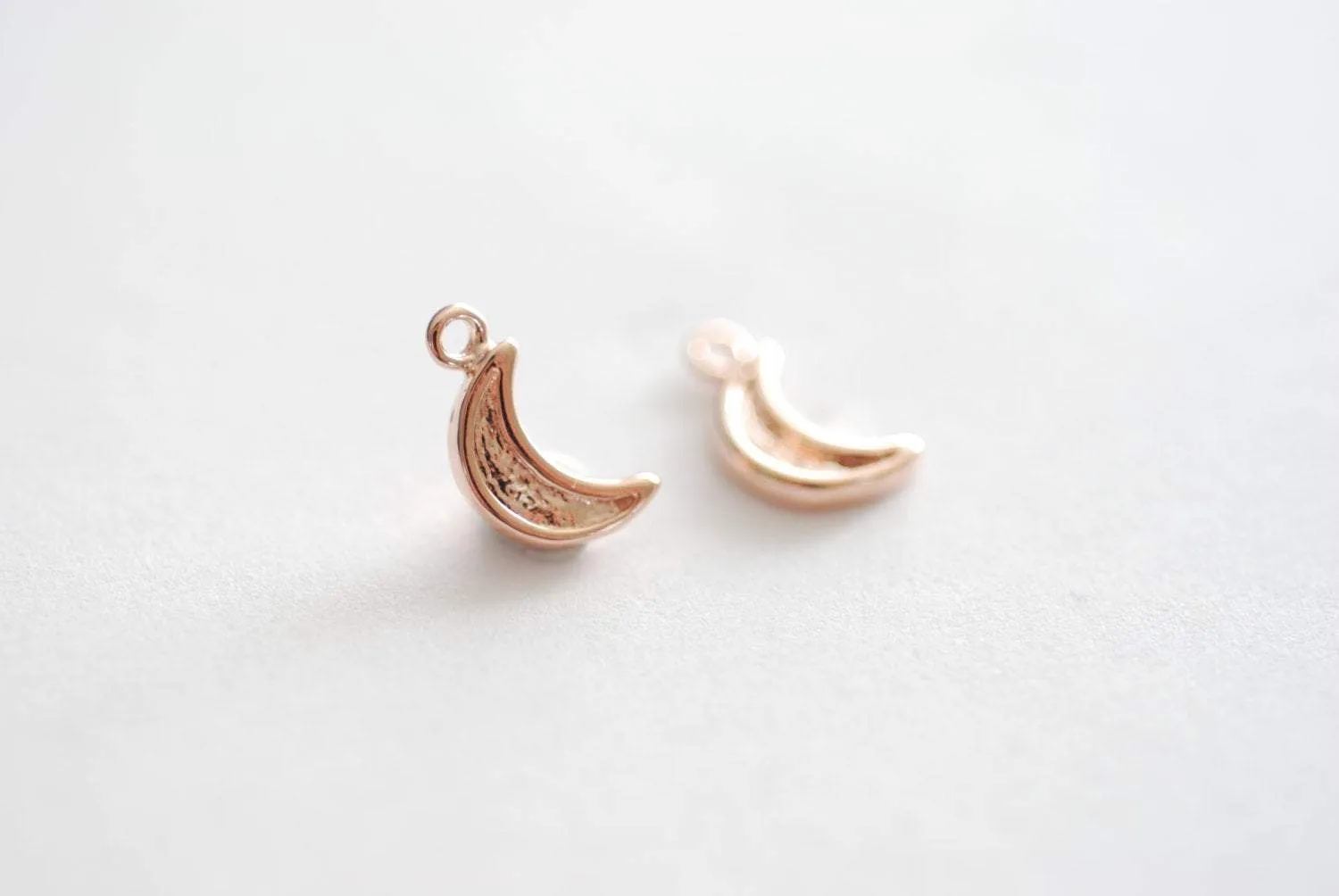 Vermeil Rose Wholesale Gold Crescent Moon Charms, 18k gold over Sterling Silver, Vermeil Gold Half Moon, Rose Gold moon, Vermeil Gold Charms