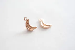 Vermeil Rose Wholesale Gold Crescent Moon Charms, 18k gold over Sterling Silver, Vermeil Gold Half Moon, Rose Gold moon, Vermeil Gold Charms