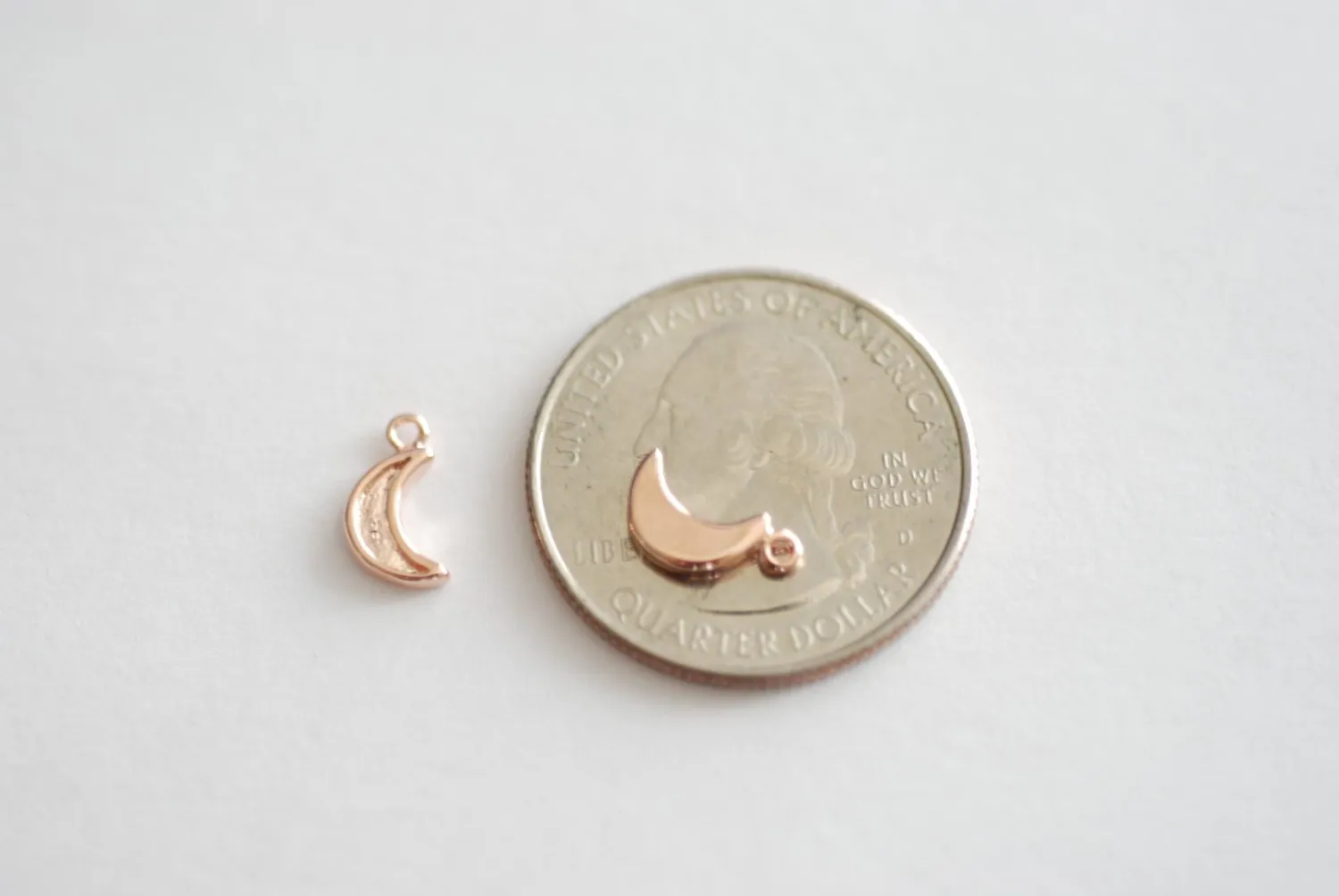 Vermeil Rose Wholesale Gold Crescent Moon Charms, 18k gold over Sterling Silver, Vermeil Gold Half Moon, Rose Gold moon, Vermeil Gold Charms