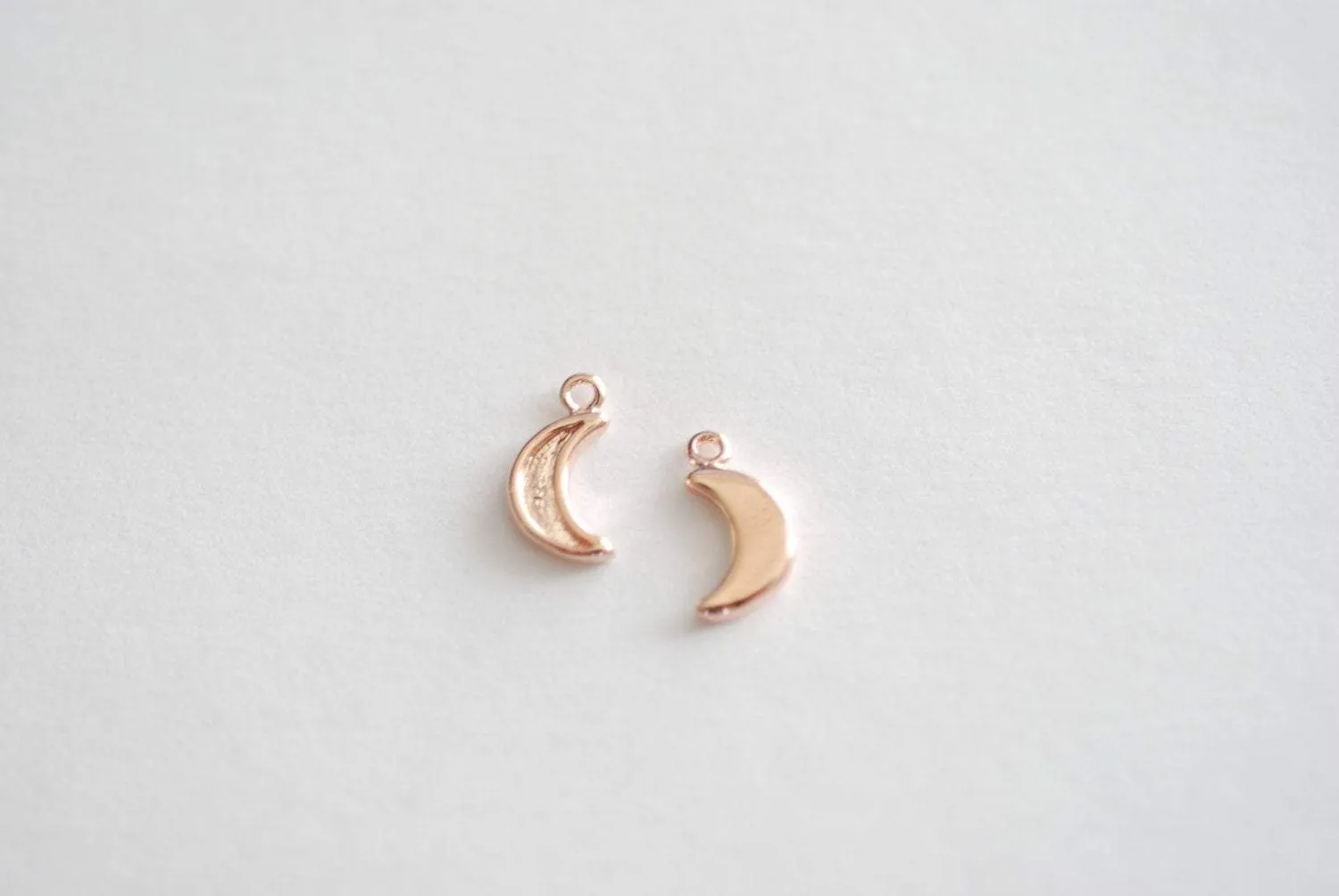 Vermeil Rose Wholesale Gold Crescent Moon Charms, 18k gold over Sterling Silver, Vermeil Gold Half Moon, Rose Gold moon, Vermeil Gold Charms