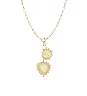 Vesta Initial Heart and Crescent Moon Medallion Necklace