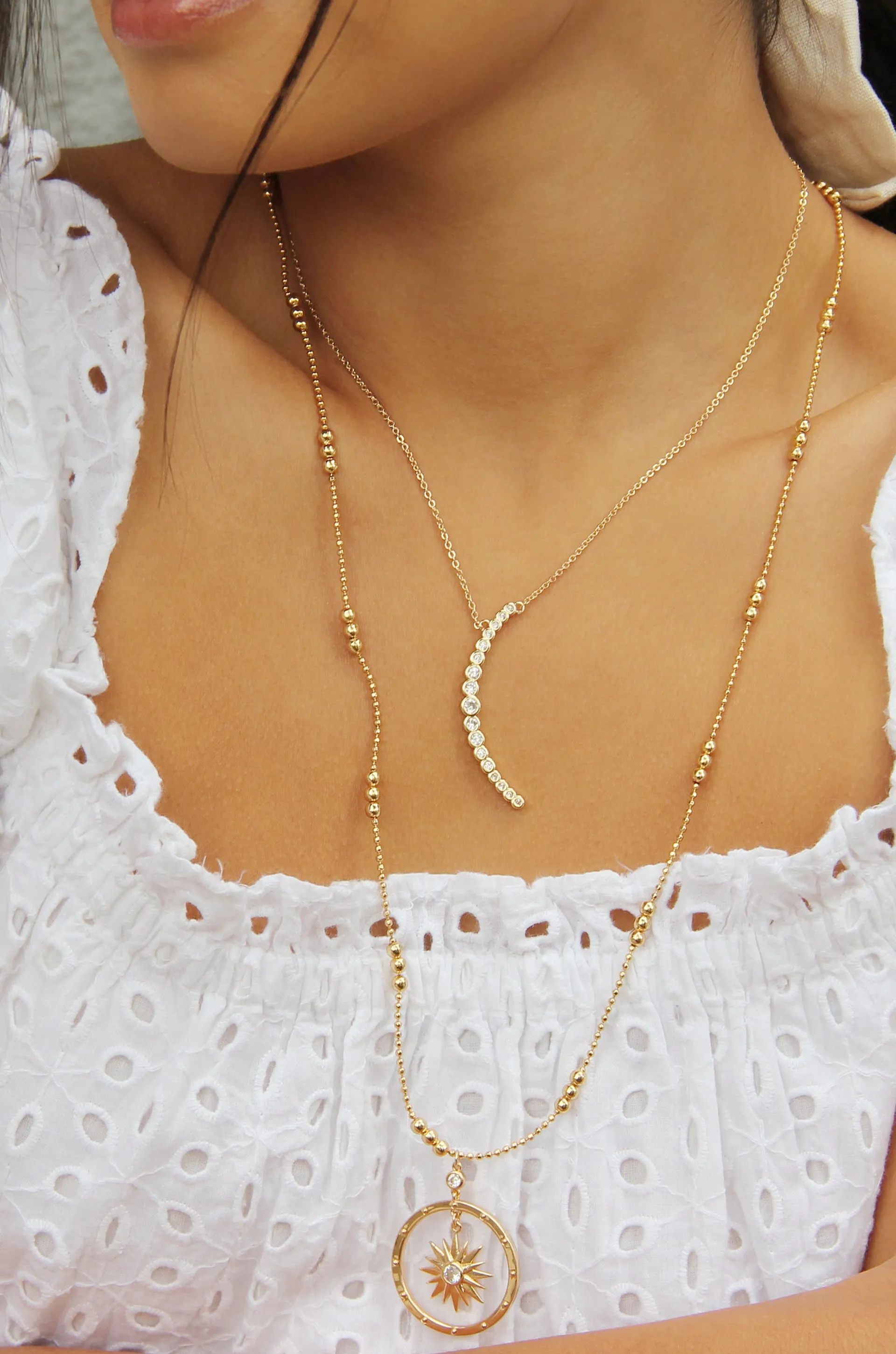 Waning Crystal Crescent Moon Necklace